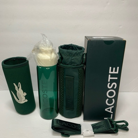 Lacoste Glass Tumbler with Holder & Strap New - Picture 1 of 10
